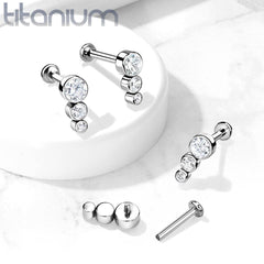 Implant Grade Titanium Internally Threaded 3 Gem Small to Big Labret