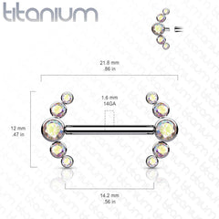 Implant Grade Titanium Internally Threaded Pink 5 Bezel CZ Gem Nipple Ring