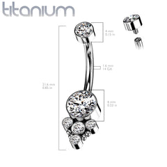 Implant Grade Titanium Internally Threaded White Opal Boho Belly Ring