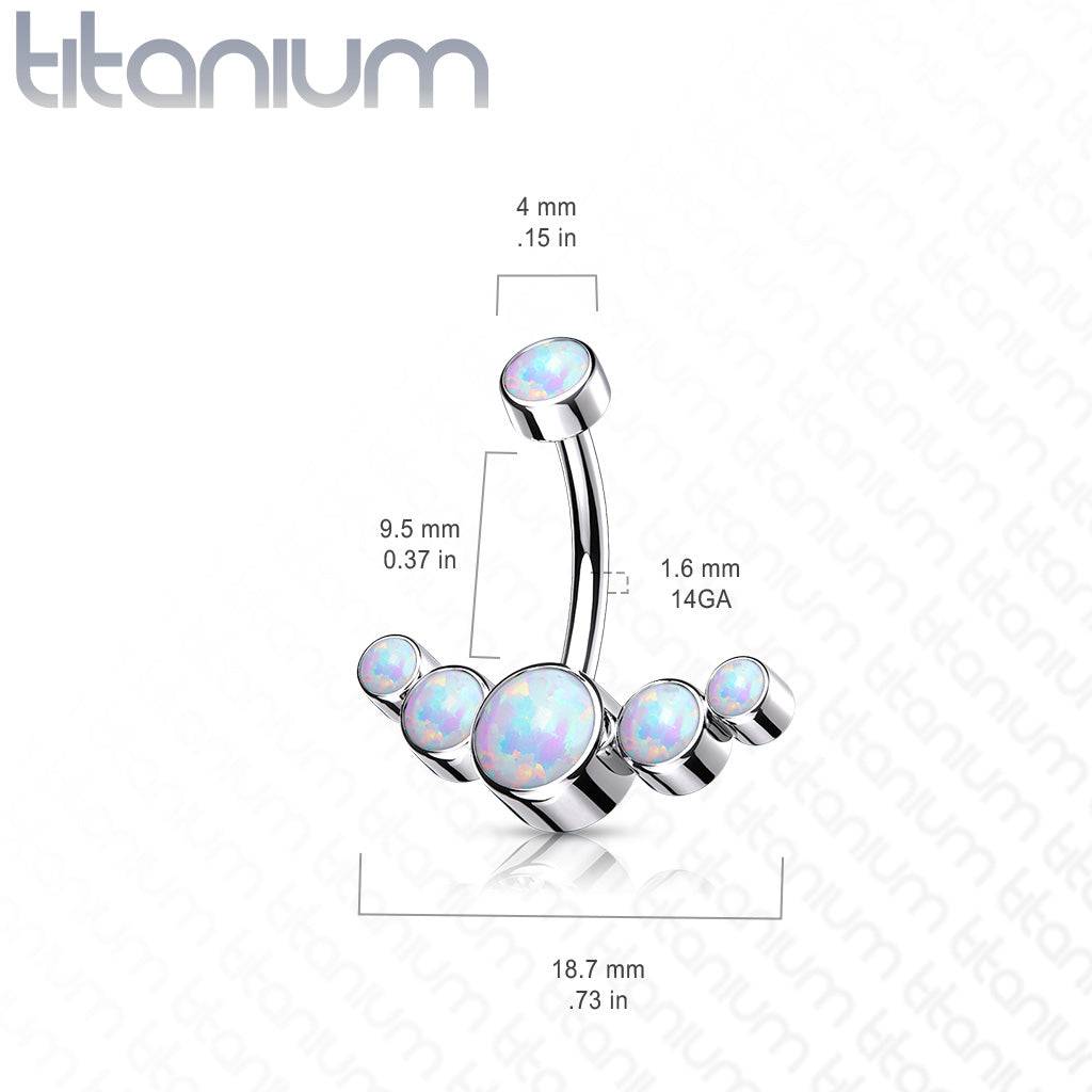 Implant Grade Titanium Internally Threaded With 5 Bezel White CZ Bottom Belly Ring