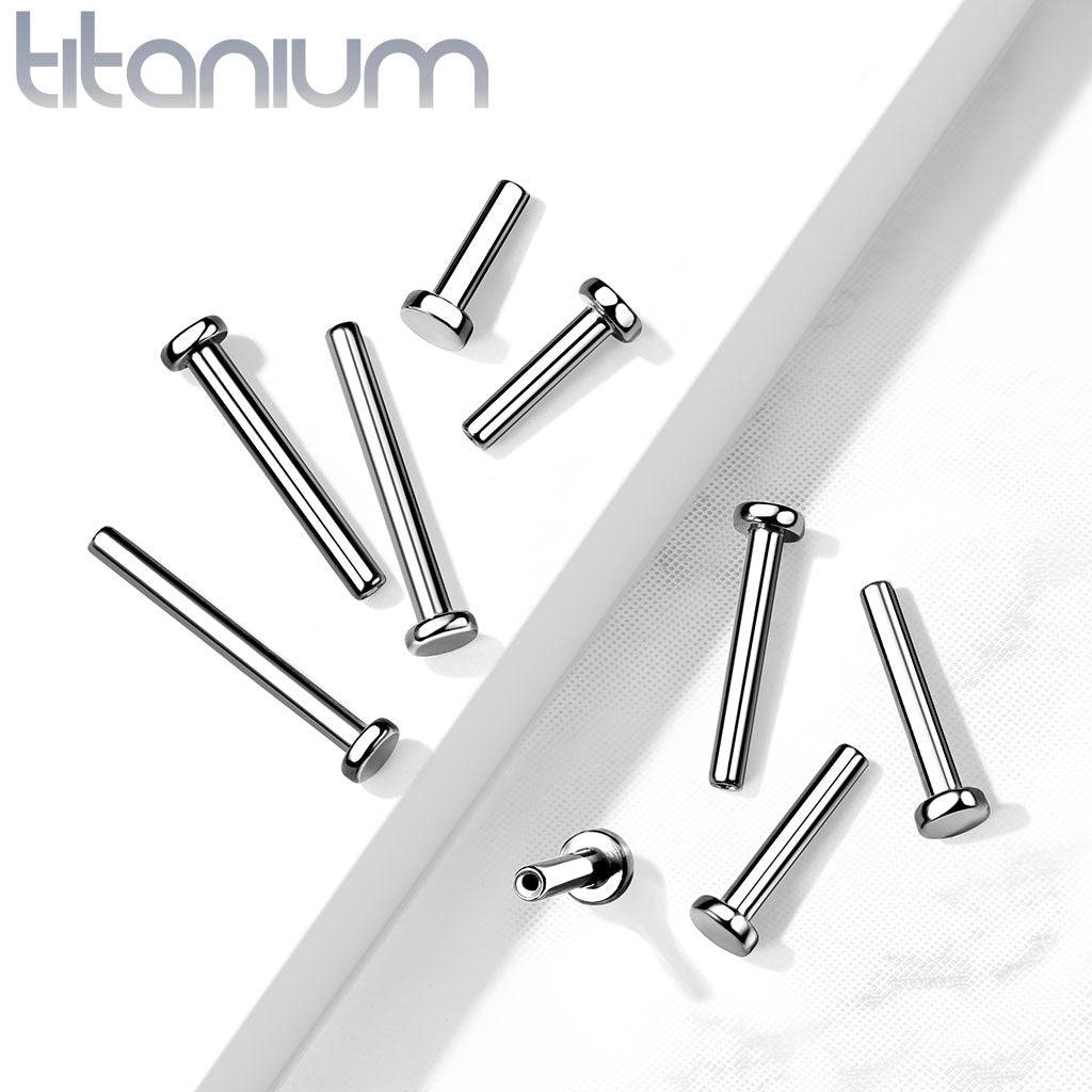 Labret aus Titan in Implantatqualität, gewindelos, zum Einstecken, Knorpel, 3 Edelsteine, gebogen, violetter Opal, mit flacher Rückseite
