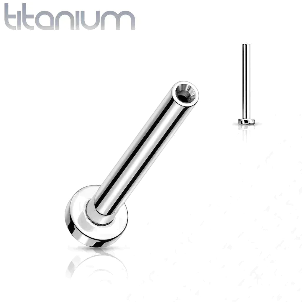 Implant Grade Titanium Large White CZ Marquise Leaf Threadless Push In Labret