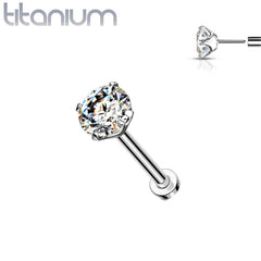 Labret-Ohrstecker aus Titan in Implantatqualität, ohne Gewinde, flache Rückseite, Zirkonia