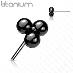 Tragus/Knorpel-Labret-Stecker aus Titan in Implantatqualität, ohne Gewinde, schwarzer PVD-Beschichtung