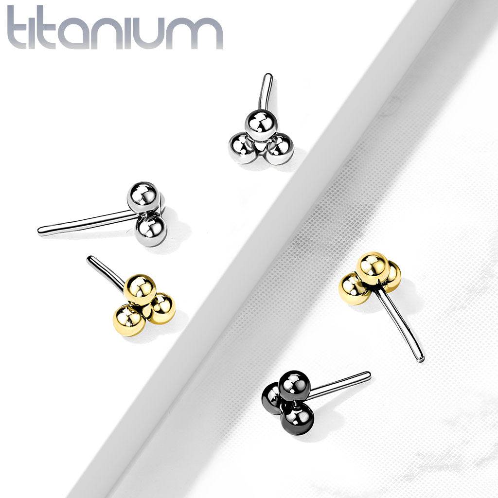 Implant Grade Titanium Threadless Push In Tragus/Cartilage Gold PVD Trillium Labret Stud