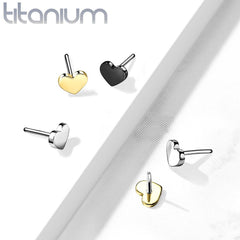 Implant Grade Titanium Threadless Push In Tragus/Cartilage Heart Stud With Flat Back