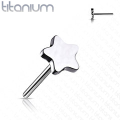 Implant Grade Titanium Threadless Push In Tragus/Cartilage Star Stud With Flat Back