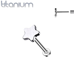 Implant Grade Titanium Threadless Push In Tragus/Cartilage Star Stud With Flat Back