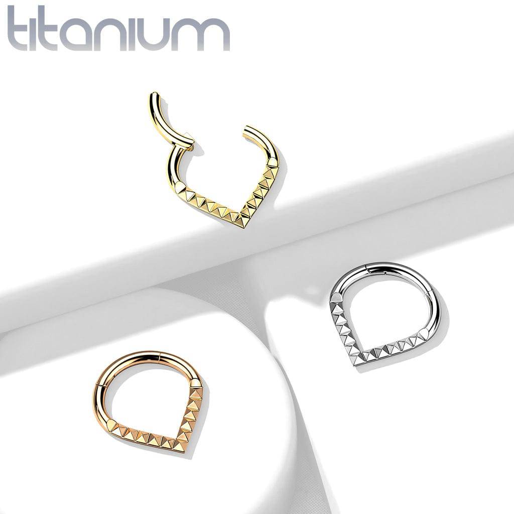 Implant Grade Titanium V Shaped Ridged Septum Clicker Hinged Hoop