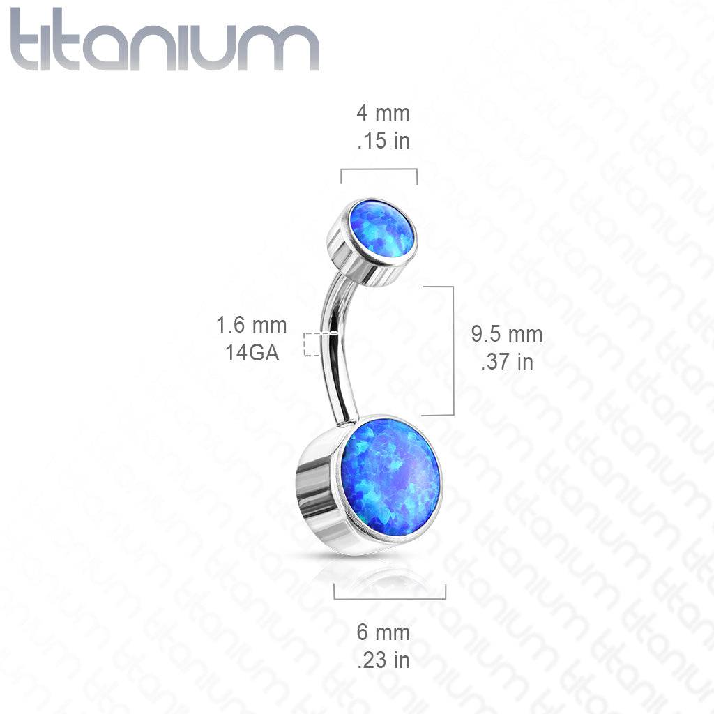 Internally Threaded Grade 23 Titanium Bezel Blue Opal Belly Ring