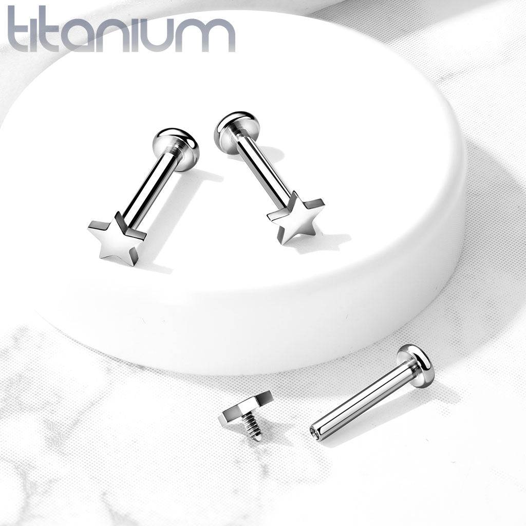 Internally Threaded Small Star Implant Grade Titanium Labret