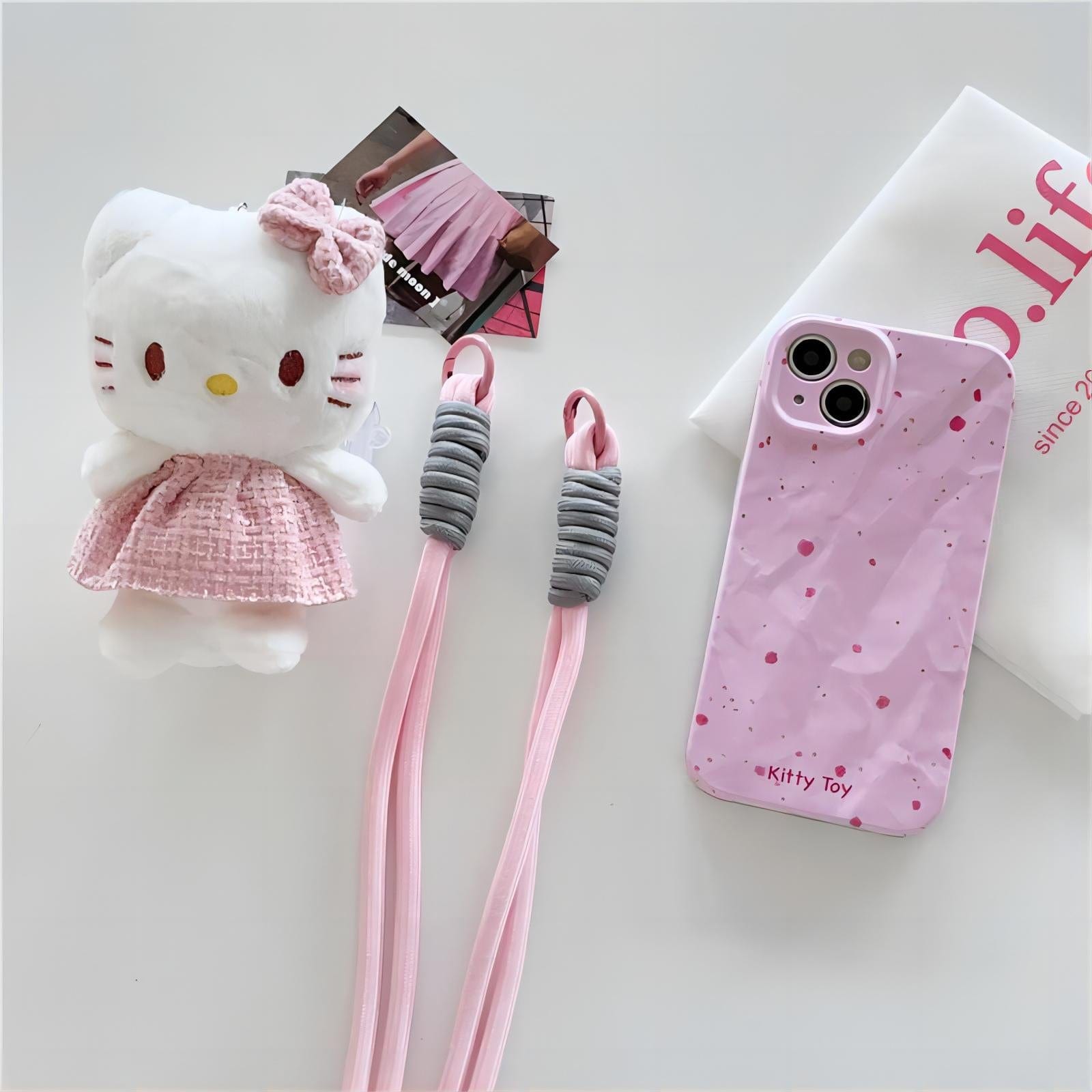 iPhone Case with HELLO KITTY Back Clip and Lanyard Set