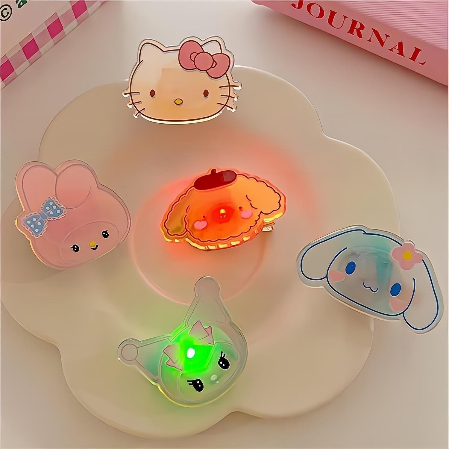 Kawaii 5 Pieces Led Flashing Sanrio Family Hair Clip Set