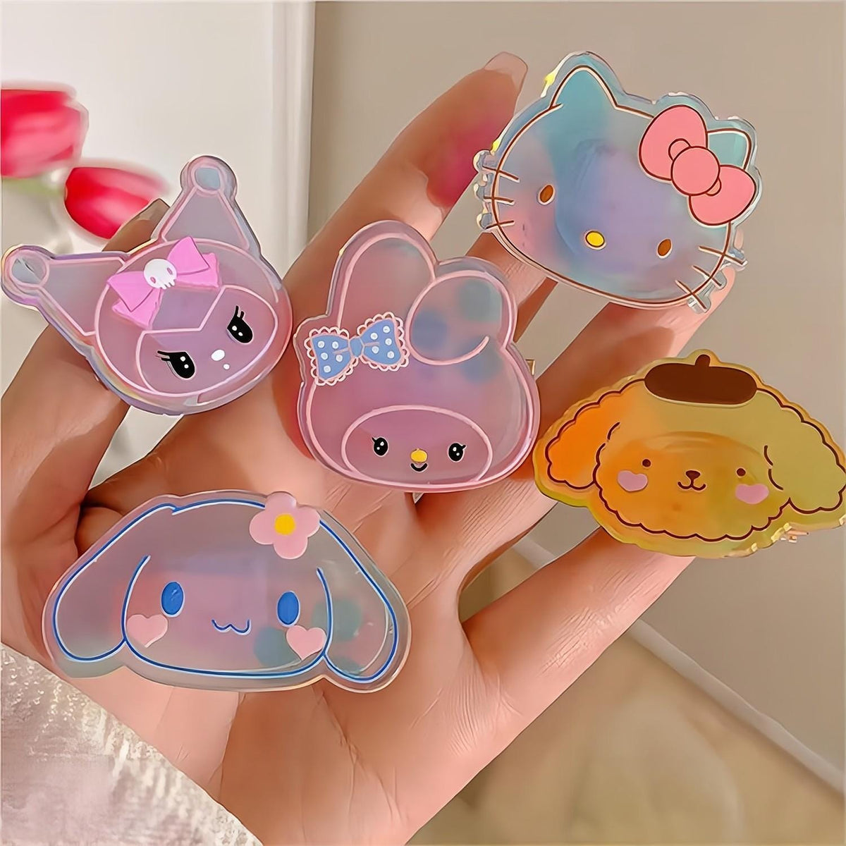 Kawaii 5 Pieces Led Flashing Sanrio Family Hair Clip Set