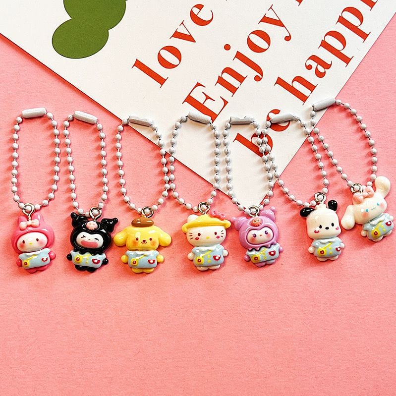 Kawaii 7 Pieces Sanrio Keychain Set