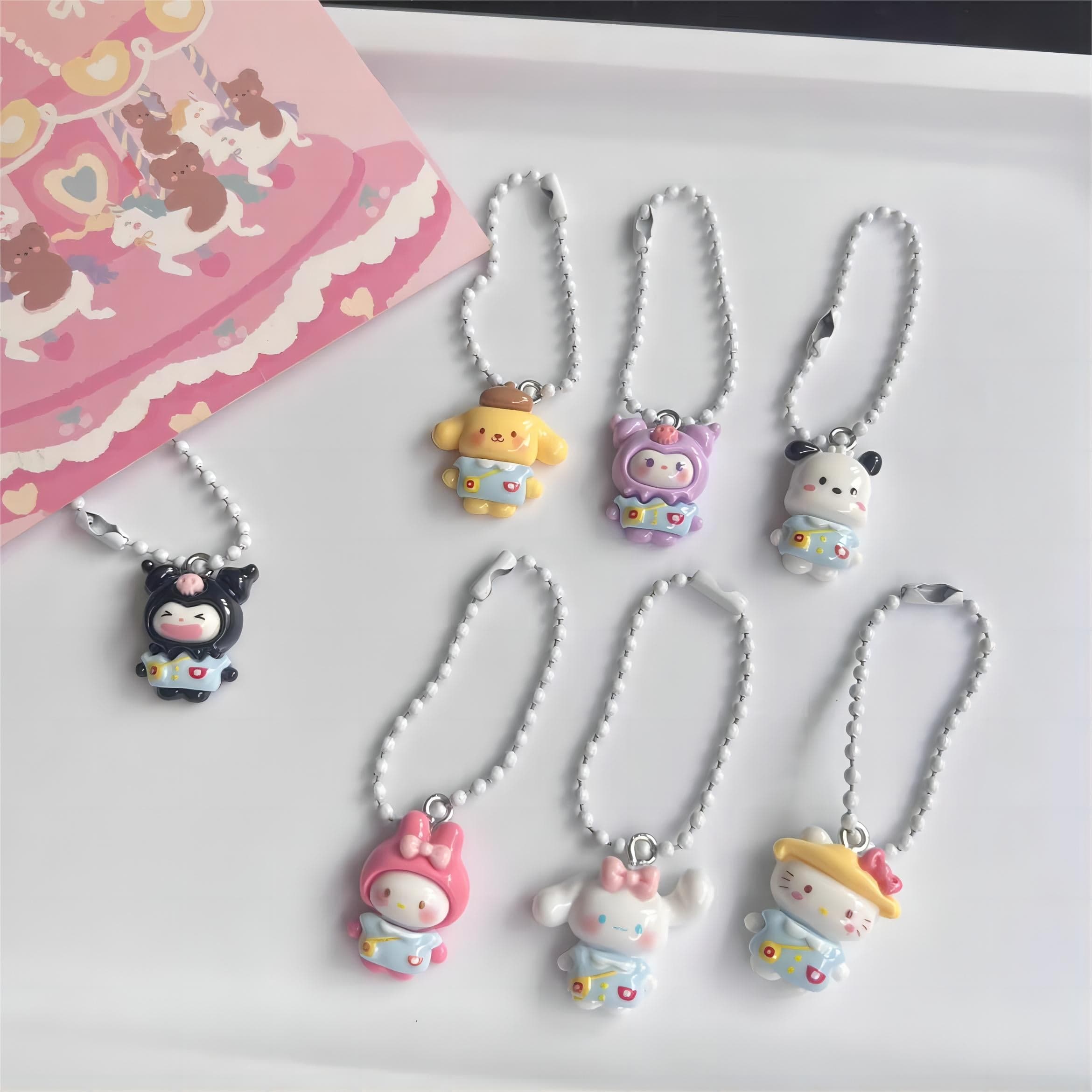 Kawaii 7 Pieces Sanrio Keychain Set