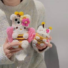 Kawaii Hello Kitty Bee Plush AirPods Earphone Case