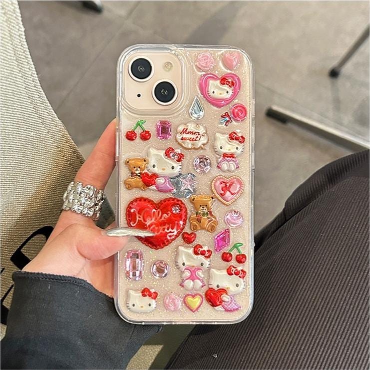 Kawaii Hello Kitty Sticker iPhone Case