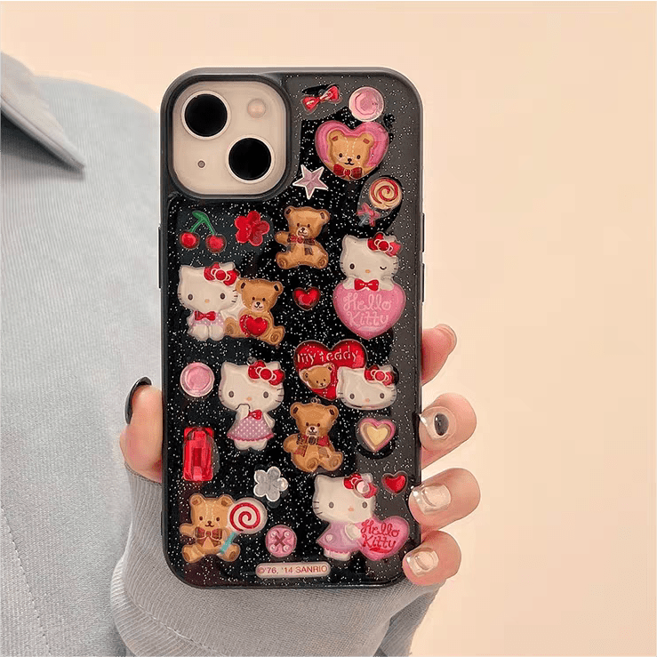 Kawaii Hello Kitty Sticker iPhone Case