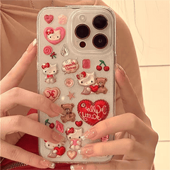 Kawaii Hello Kitty Sticker iPhone Case