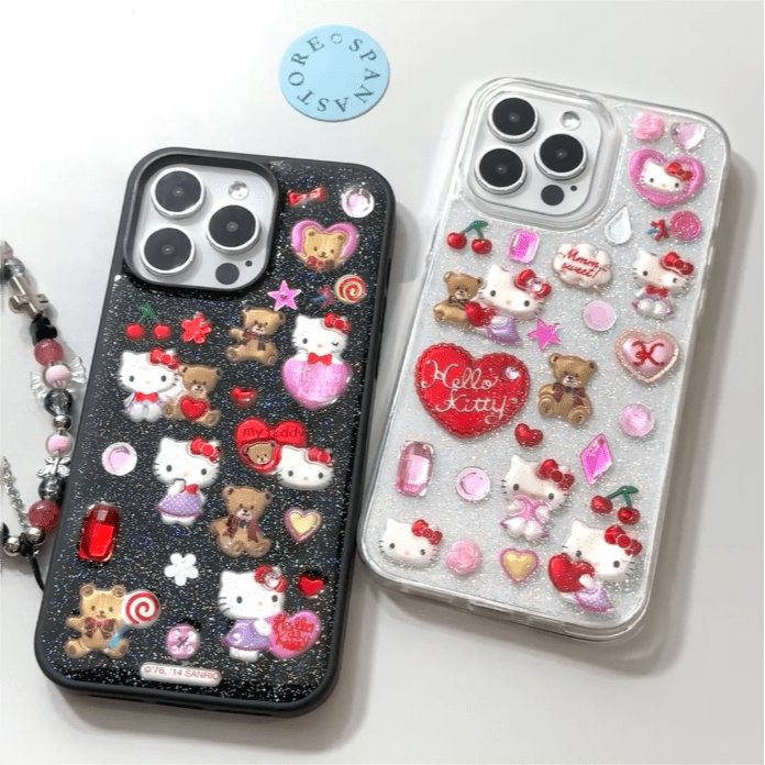 Kawaii Hello Kitty Sticker iPhone Case