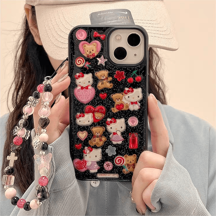 Kawaii Hello Kitty Sticker iPhone Case