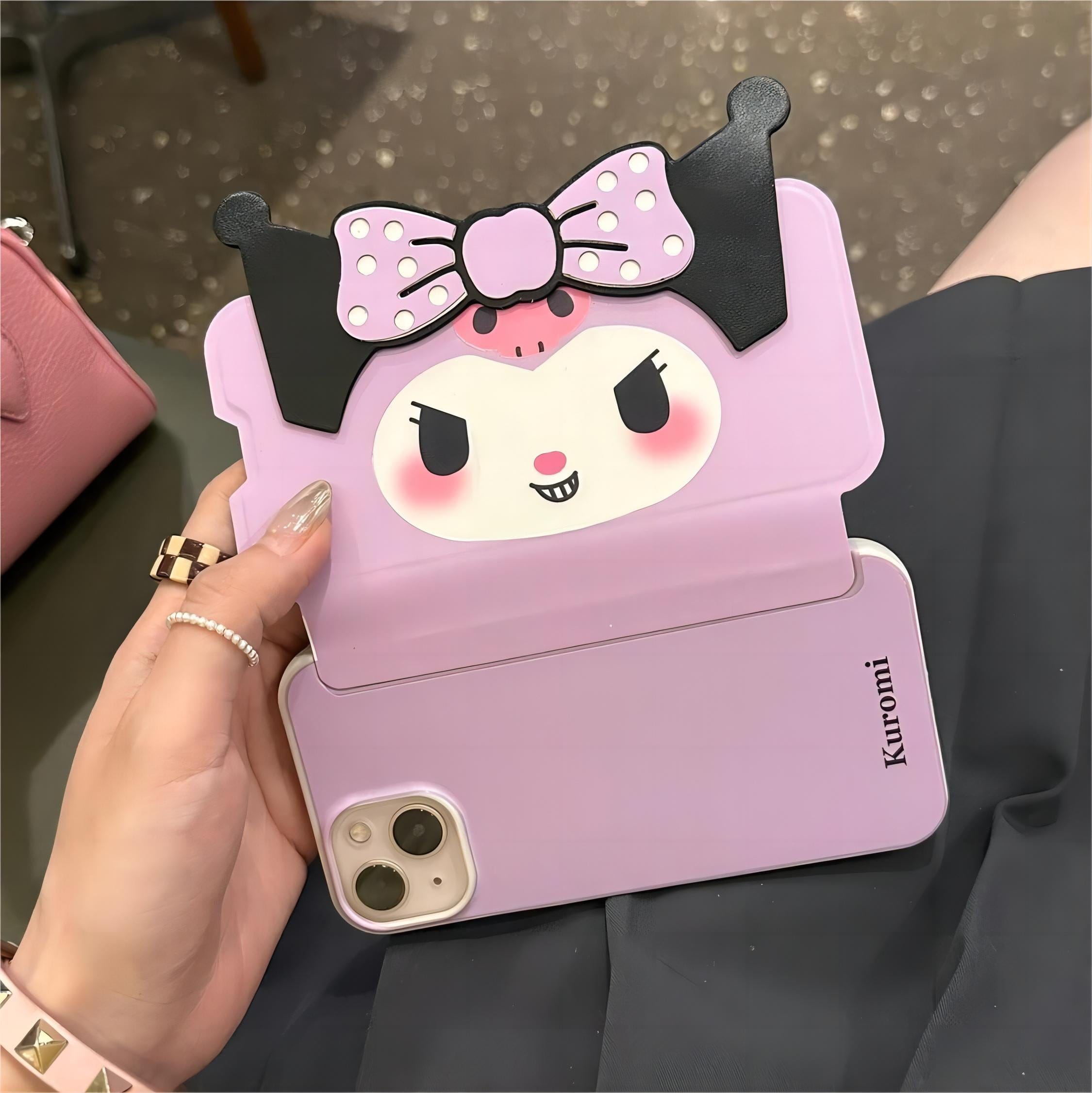 Kawaii My Melody Kuromi Flip iPhone Case