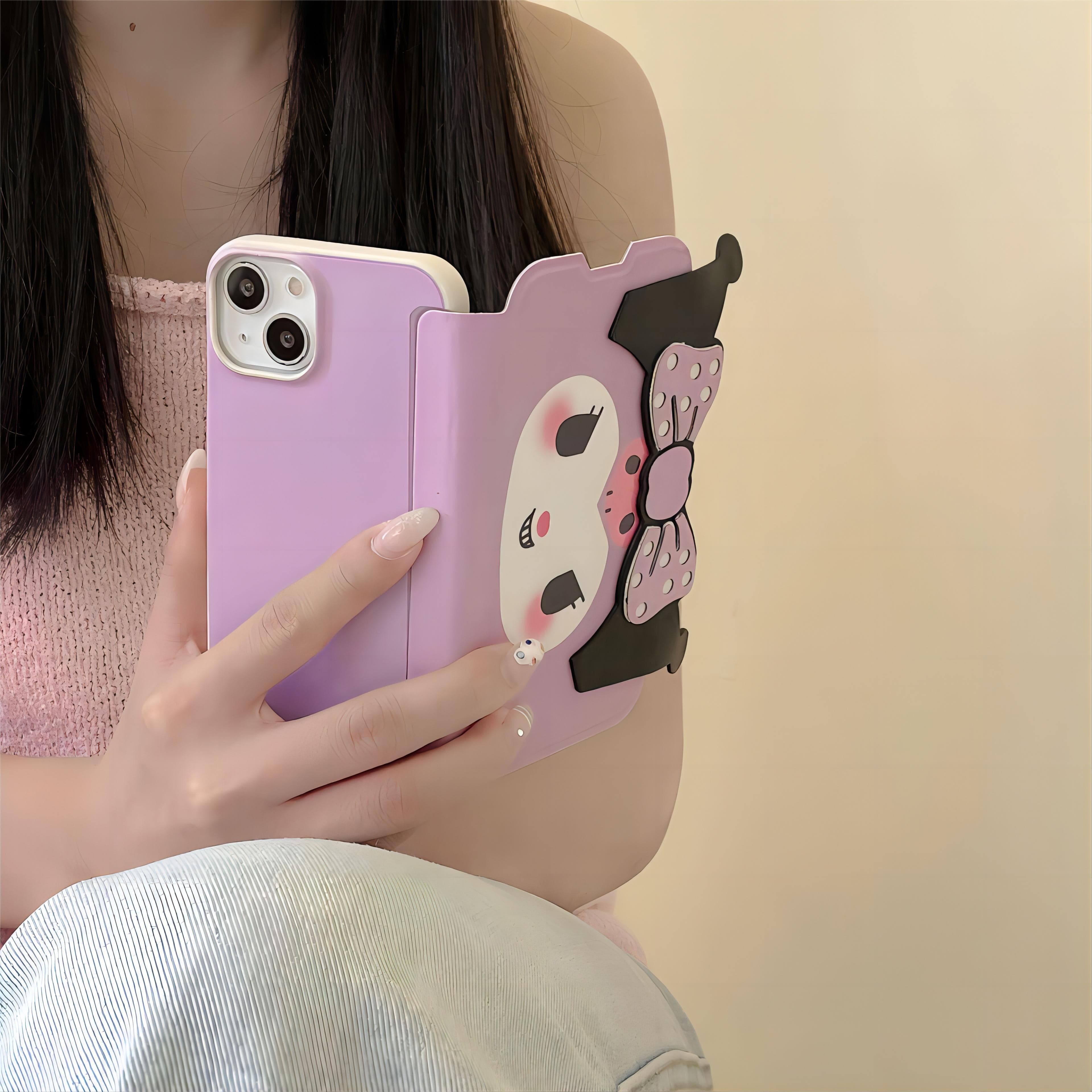 Kawaii My Melody Kuromi Flip iPhone Case