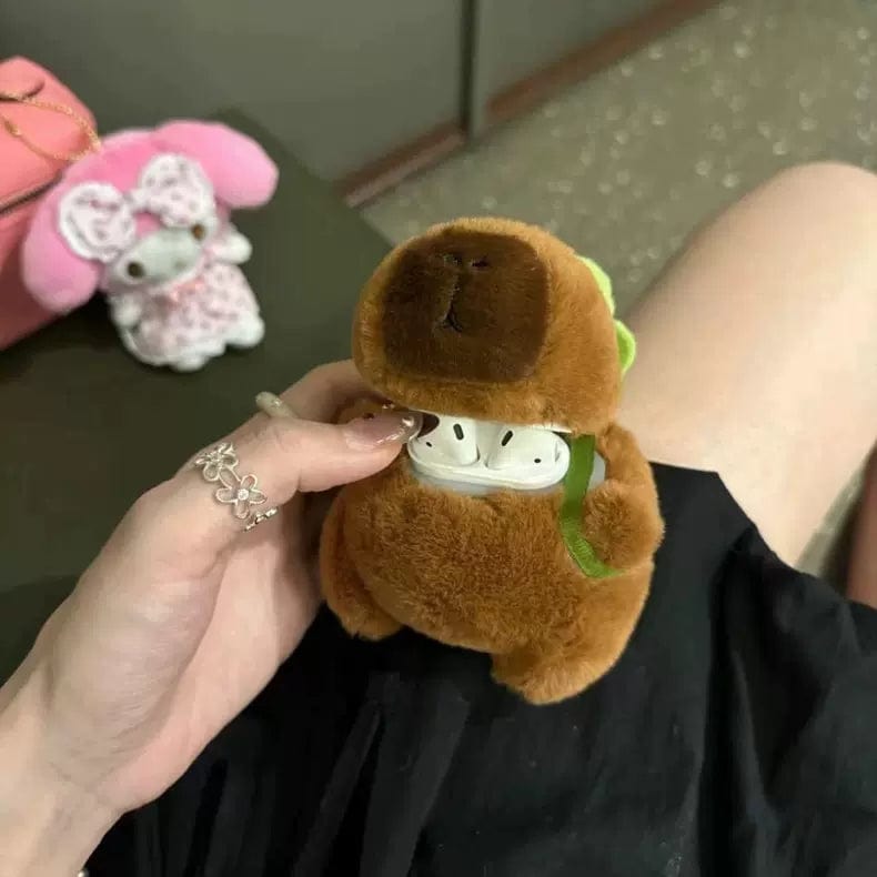 Kawaii Plush Capybara AirPods Earphone Case