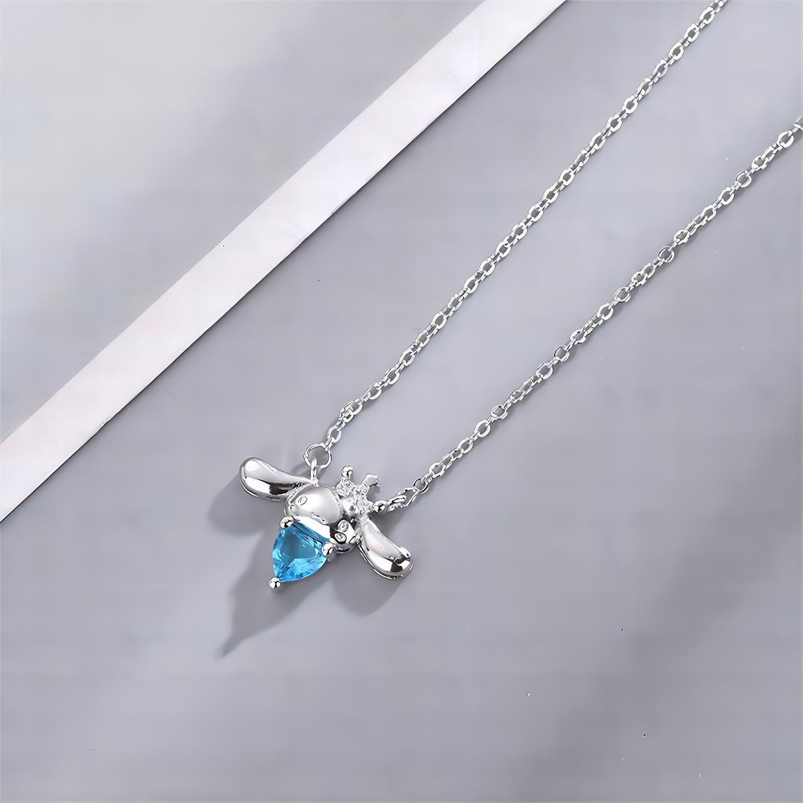 Kawaii Sanrio Cinnamoroll Crown Heart Necklace