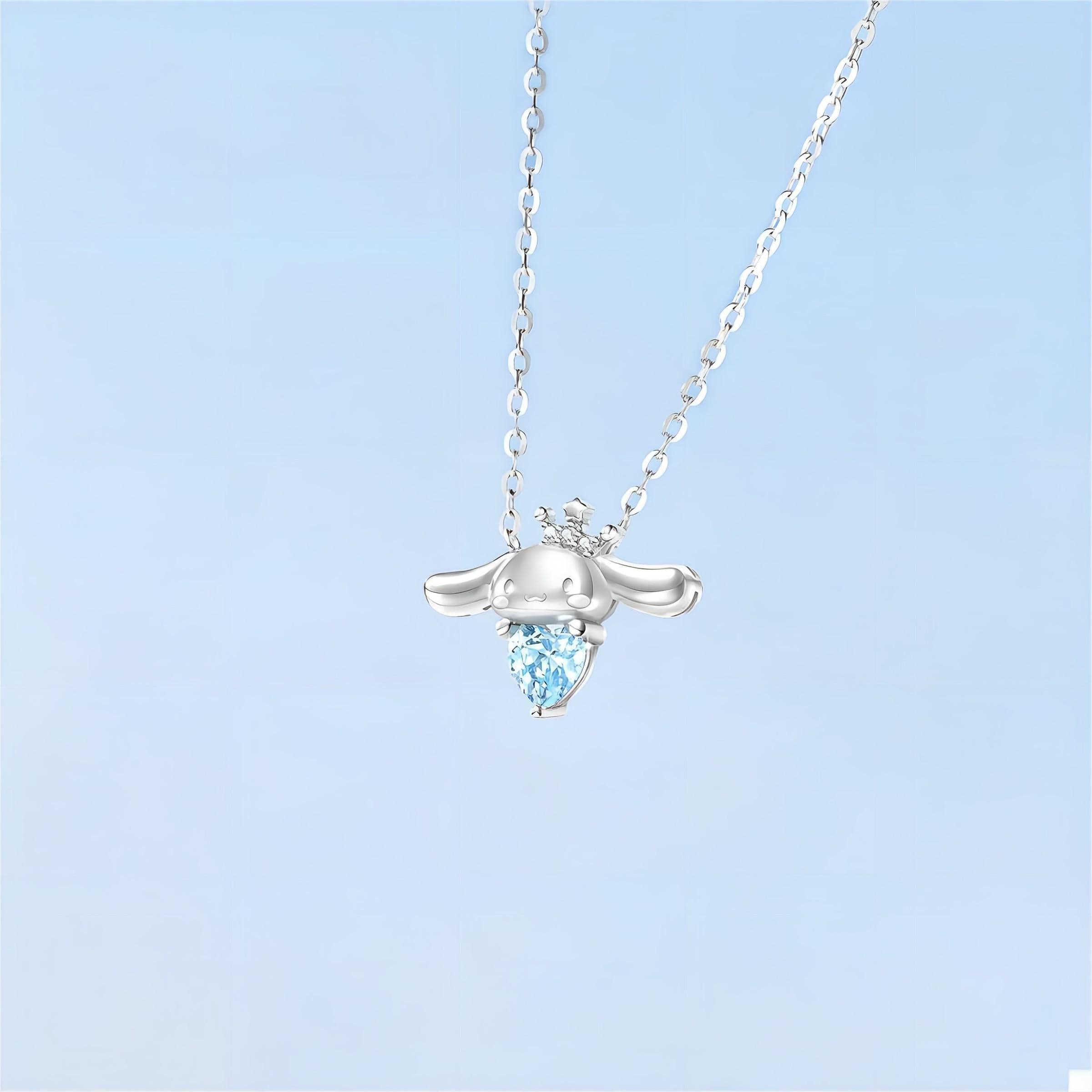 Kawaii Sanrio Cinnamoroll Crown Heart Necklace