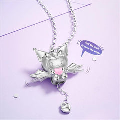 Kawaii Sanrio Cupid Heart Moving Angel Wings Kuromi Necklace