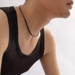 Minimalist Black Herringbone Chain Choker Necklace