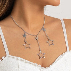 Minimalist Celestial Star Tassel Choker Necklace