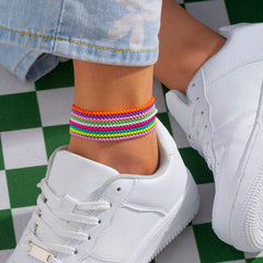 Minimalist Colorful Enamel Rolo Chain Anklet