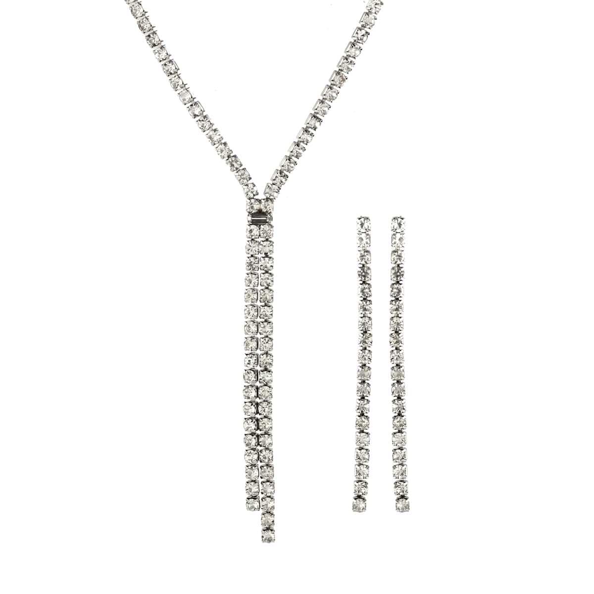 Minimalist Crystal Necklace Earrings Set