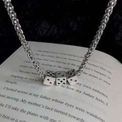 Minimalist Dice Charm Rope Chain Necklace