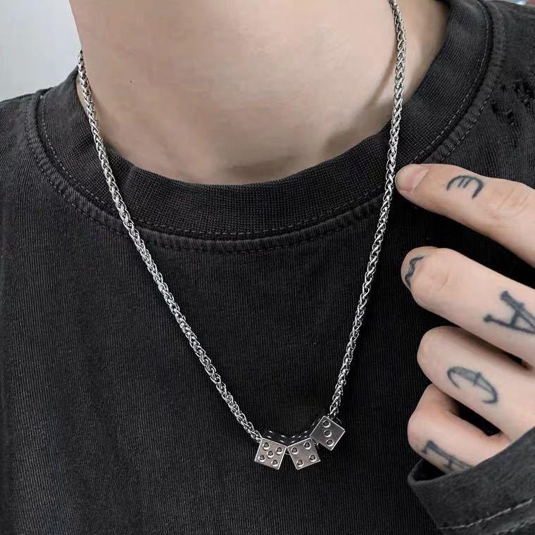 Minimalist Dice Charm Rope Chain Necklace