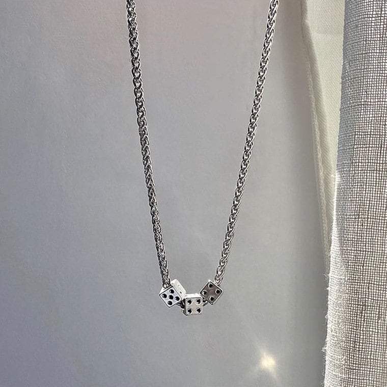 Minimalist Dice Charm Rope Chain Necklace