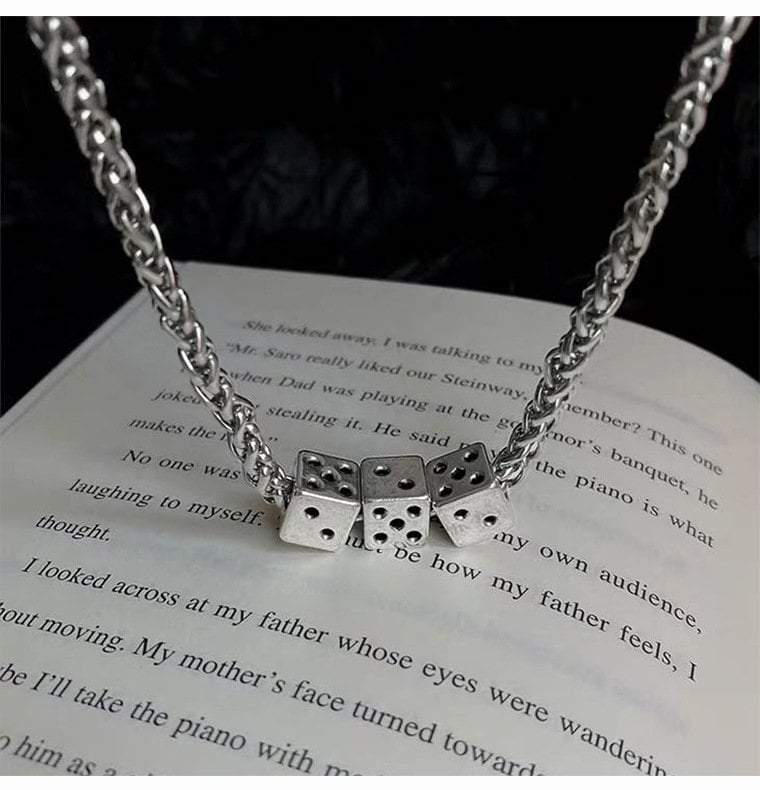 Minimalist Dice Charm Rope Chain Necklace