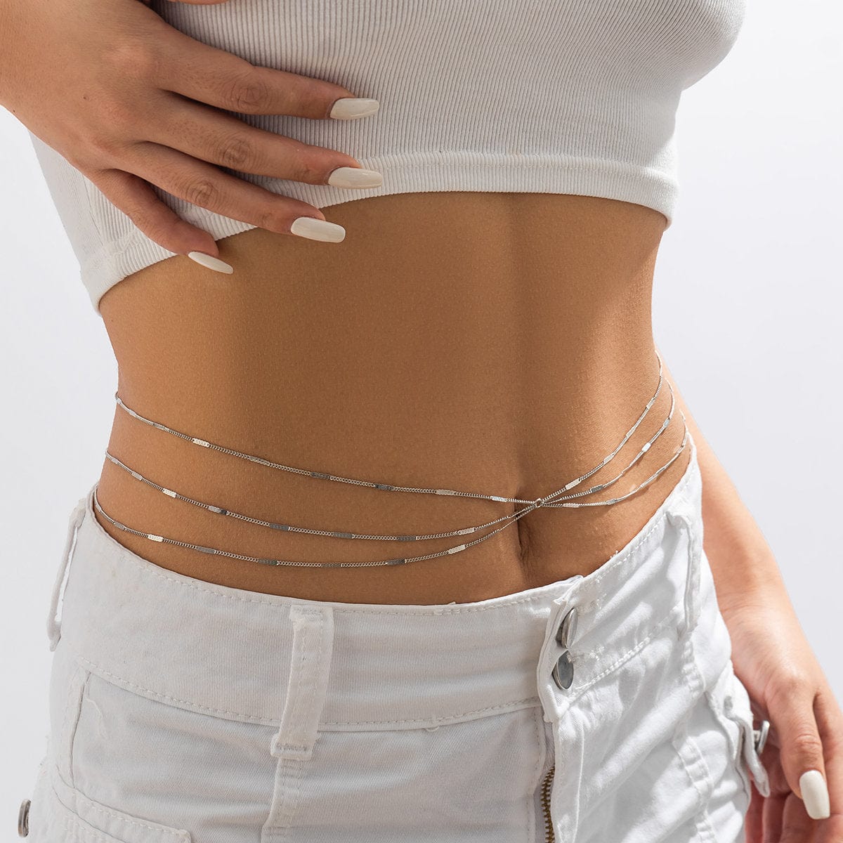 Minimalist Gold Silver Tone Layered Belly Chain