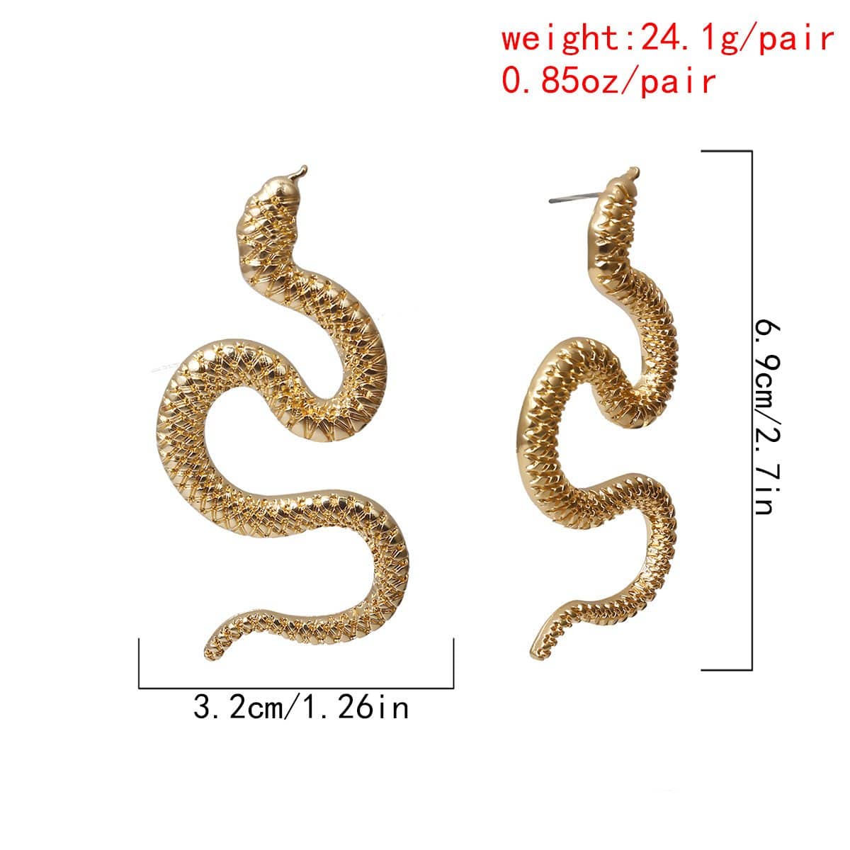 Minimalist Gold Silver Tone Oversize Snake Drop Earrings