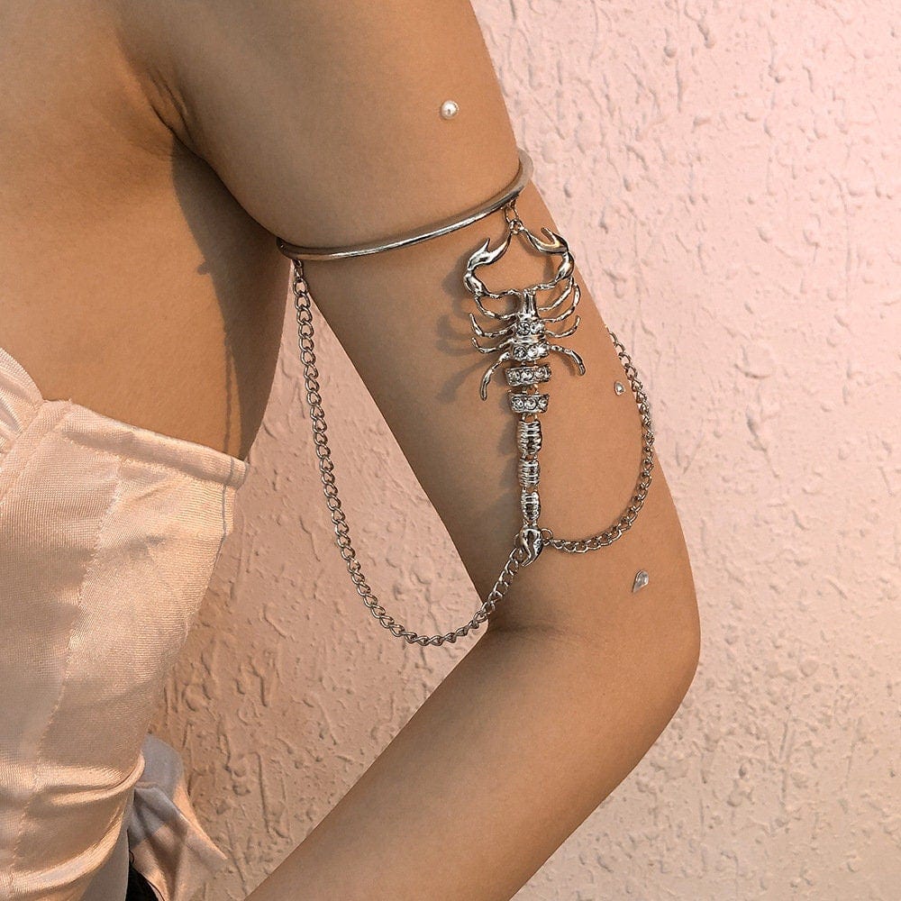 Minimalist Layered Rhinestone Inlaid Scorpion Arm Cuff