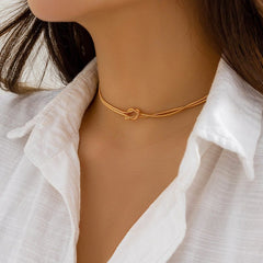 Minimalist Layered Snake Chain Choker Necklace