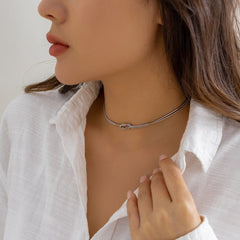 Minimalist Layered Snake Chain Choker Necklace