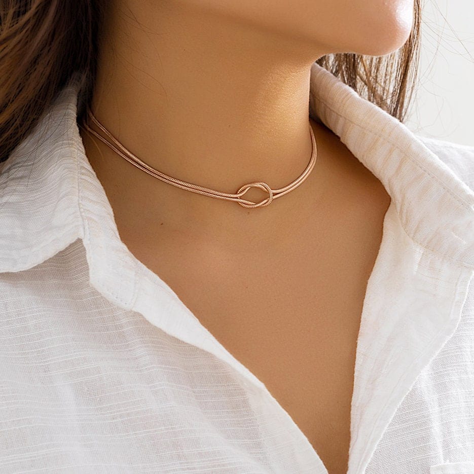 Minimalist Layered Snake Chain Choker Necklace