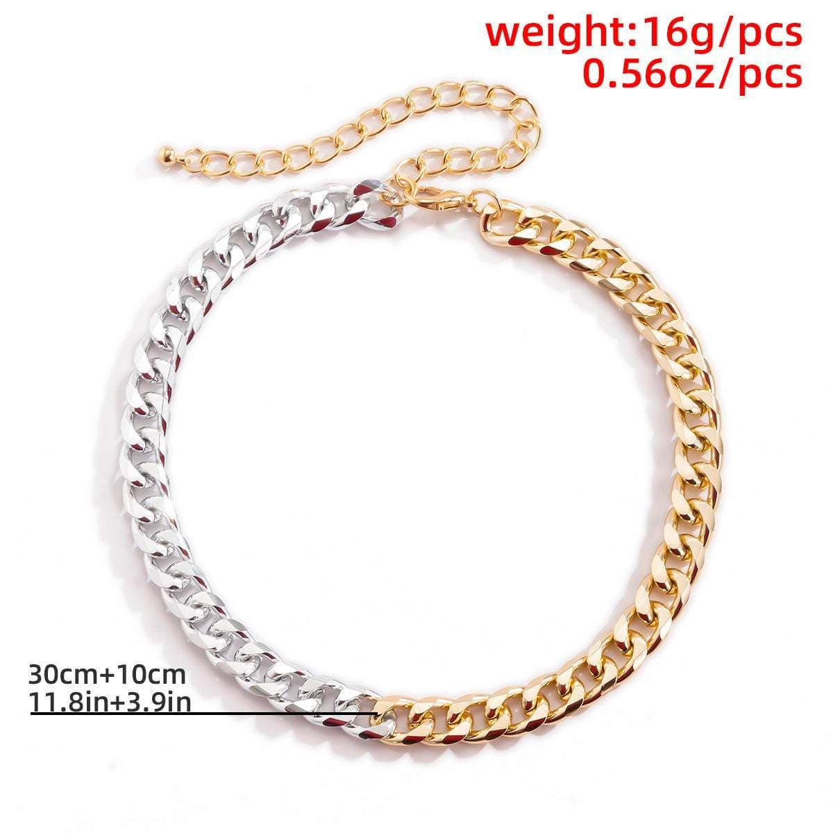 Minimalist Two Tone Curb Link Chain Choker Necklace