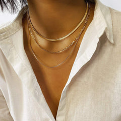 Multi-layer Gold Silver Tone Dainty Chain Choker Necklace