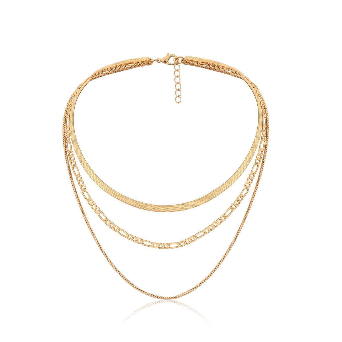 Multi-layer Gold Silver Tone Dainty Chain Choker Necklace