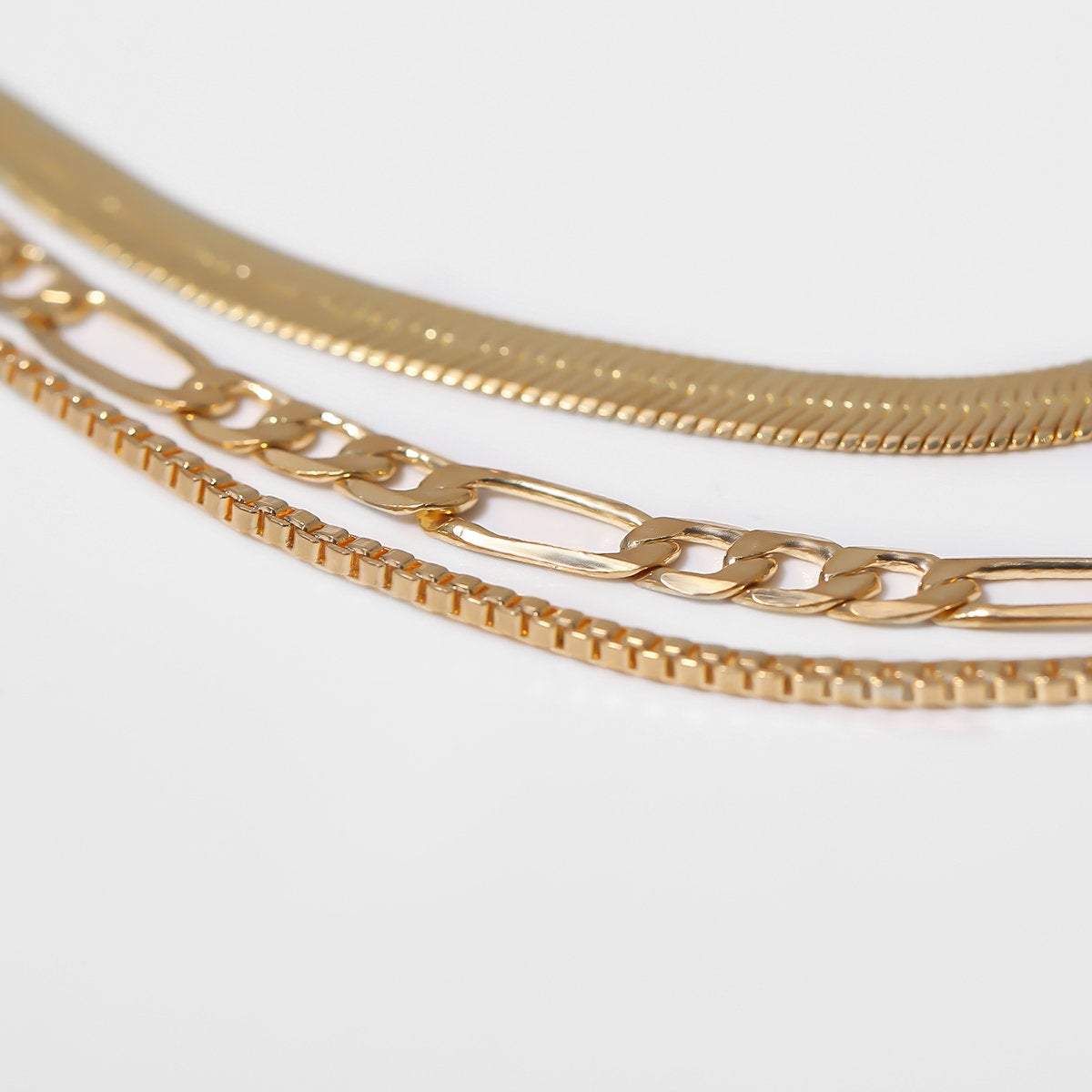 Multi-layer Gold Silver Tone Dainty Chain Choker Necklace